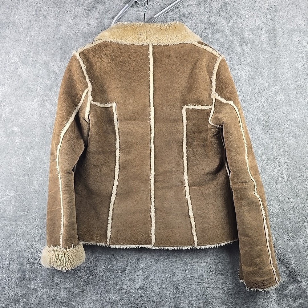 Wilsons Leather Jacket Womens Large Brown Faux Fur Trim Penny Lane Style Y2k - Picture 2 of 12